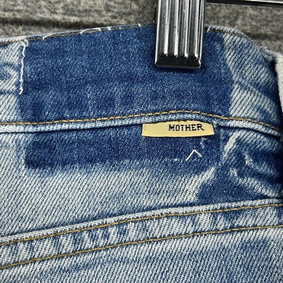 Mother Superior High Waisted Rider Skimp Jeans Women Sz 32 Light Blue Distressed - Picture 11 of 13